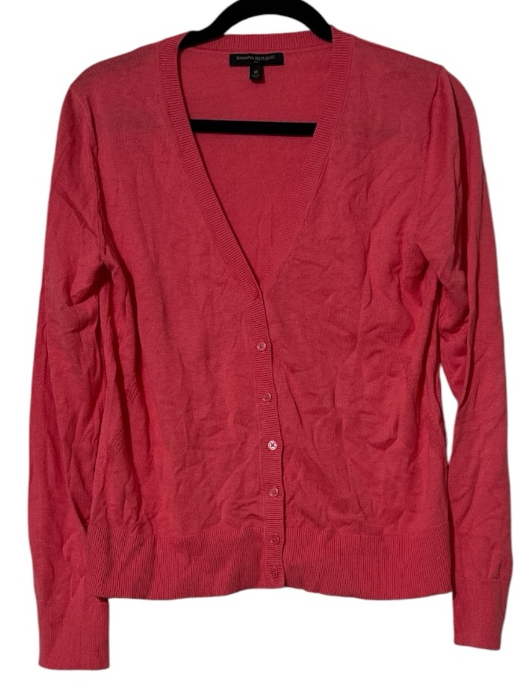 Banana Republic Coral Pink V-Neck Button-Front Cardigan